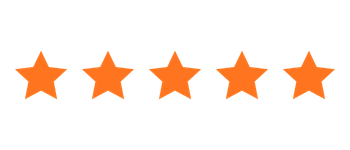 Five orange stars in a row, indicating a five-star rating.