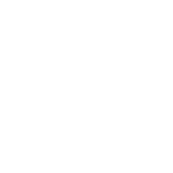 Line art of two elderly people, one seated in a wheelchair and the other standing, assisting with a cane.