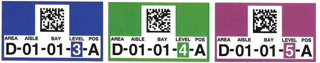 Color-coded sequential QR code labels for asset, location, or inventory tracking.