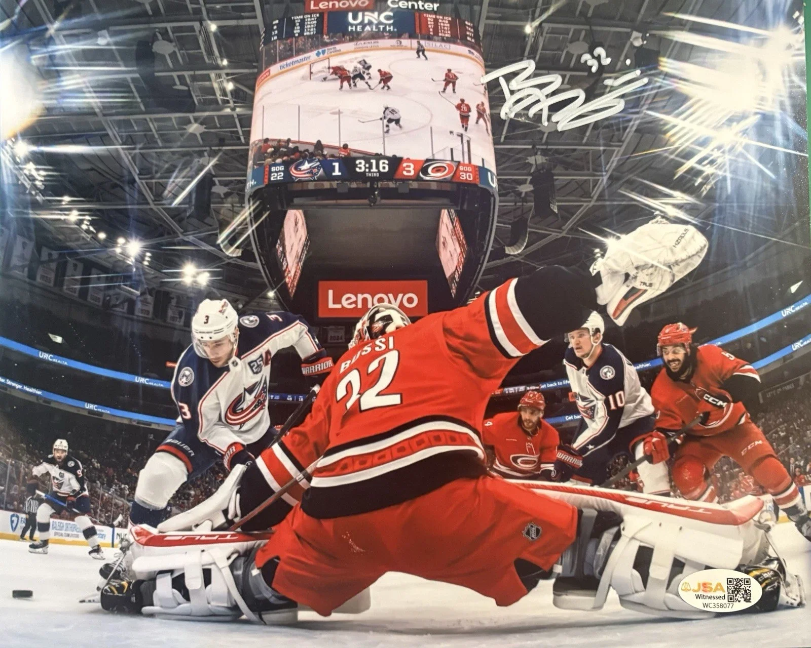 Brandon Bussi Carolina Hurricane's Signed 8x10 Photo with JSA Cert!