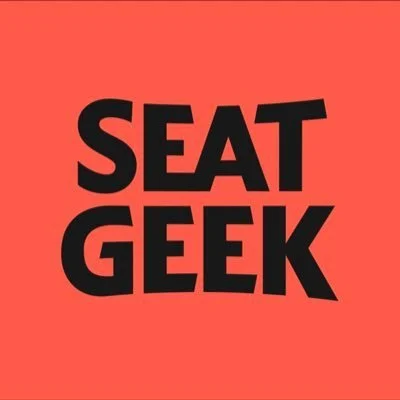 Seat Geek Logo Red background with bold black text that reads "SEAT GEEK."