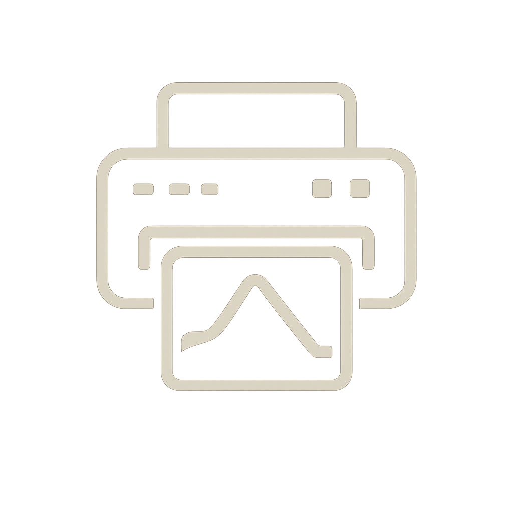 Printer with a printed photo showing a line graph.