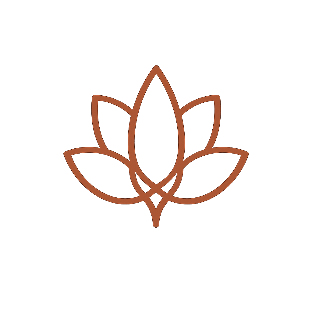 Simple line drawing of a flower or lotus with five petals, and the words 'Mindfulness and Meditation' written below.