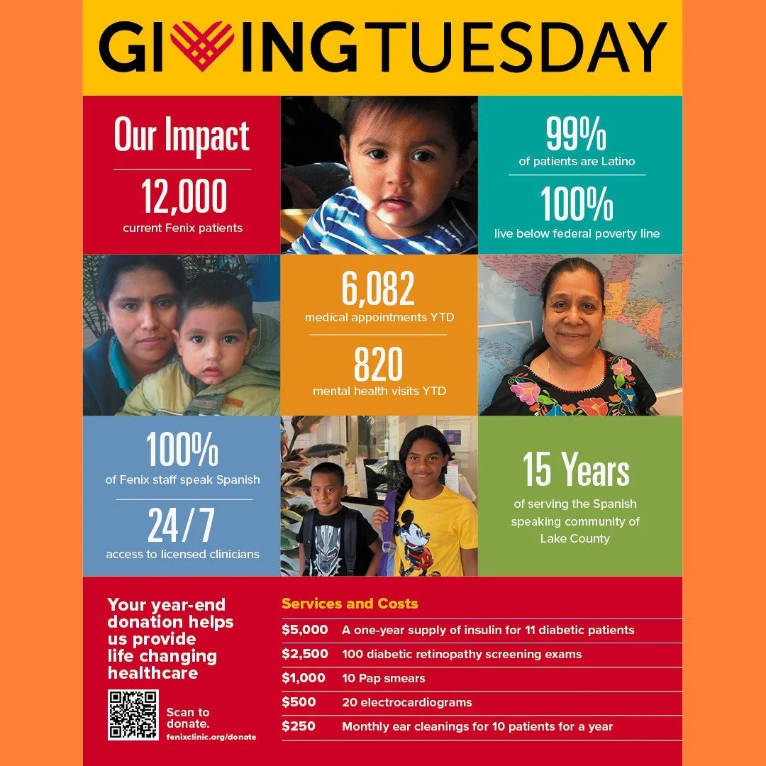 Today is Giving Tuesday 2025!

Please donate to support our cause! 
Your year-end donation helps us provide life changing healthcare. 🧡
www.fenixclinic.org/donate

#givingtuesday

&iexcl;Hoy es Giving Tuesday 2025!

&iexcl;Por favor, done para apoya