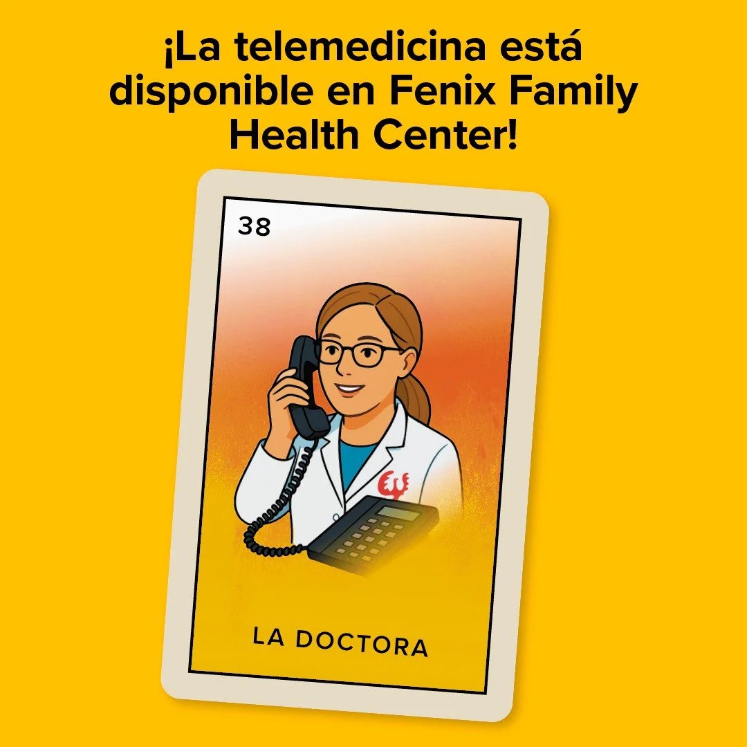 ✨ Telemedicine is available at Fenix Family Health Center!✨

📱 No necesita salir de casa! habla con uno de nuestros provedores de confianza por videollamada segura.

🏥 La misma atenci&oacute;n de calidad. M&aacute;s comodidad.

👉 &iexcl;Ll&aacute;