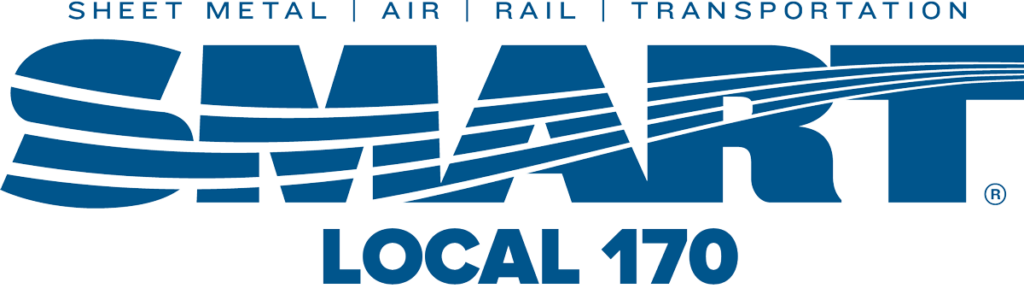 SEARlT logo with the words 'Sheet Metal', 'Air', 'Rail', 'Transportation', and 'Local 170' in blue text.