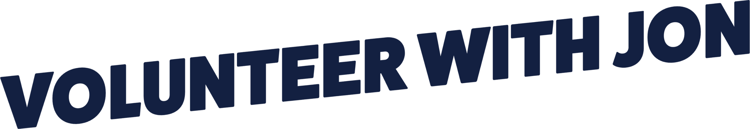 Text reading 'Volunteer with Jon' in dark blue on a black background.