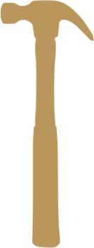 Silhouette of a hammer in a tan color.