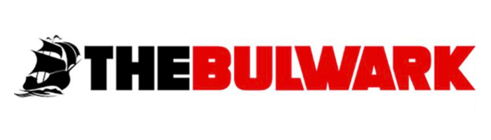Logo of The Bulwark with a black sailing ship icon and bold black and red text.