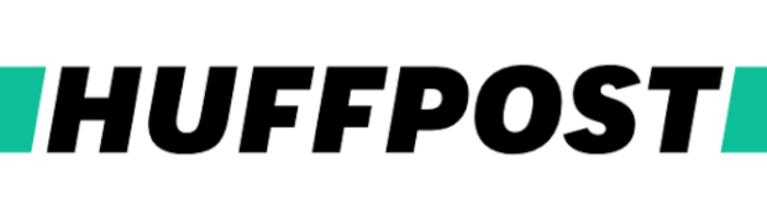 HuffPost logo in black text with teal accents on a white background.