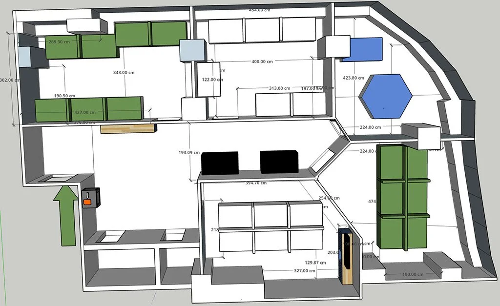 Conception 3D de l'aménagement d'un plateau d'ingénierie afin d'implanter des prises réseaux et des points d'accès Wifi pour la société Vectio consulting