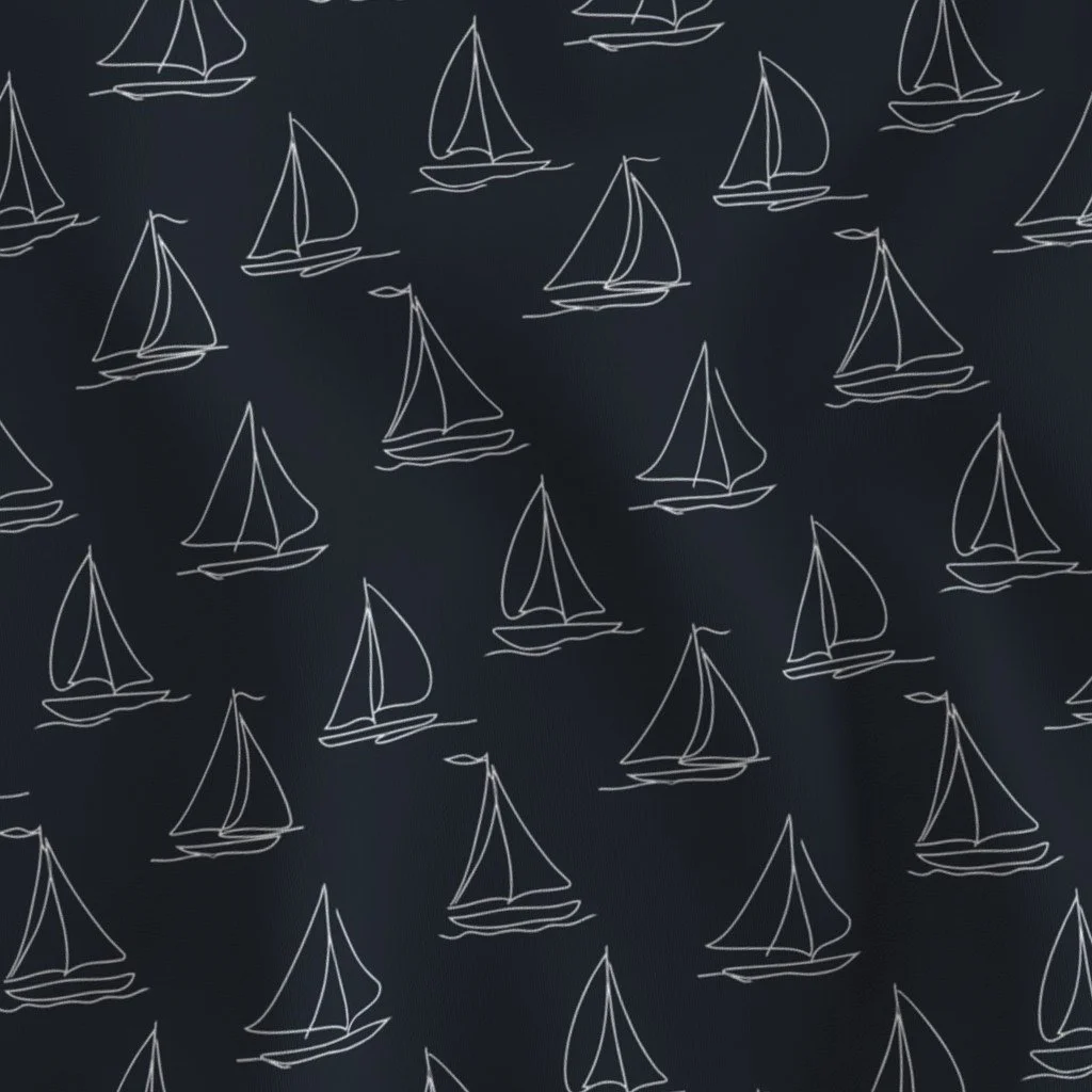Pattern of white sailing boat icons on a dark background