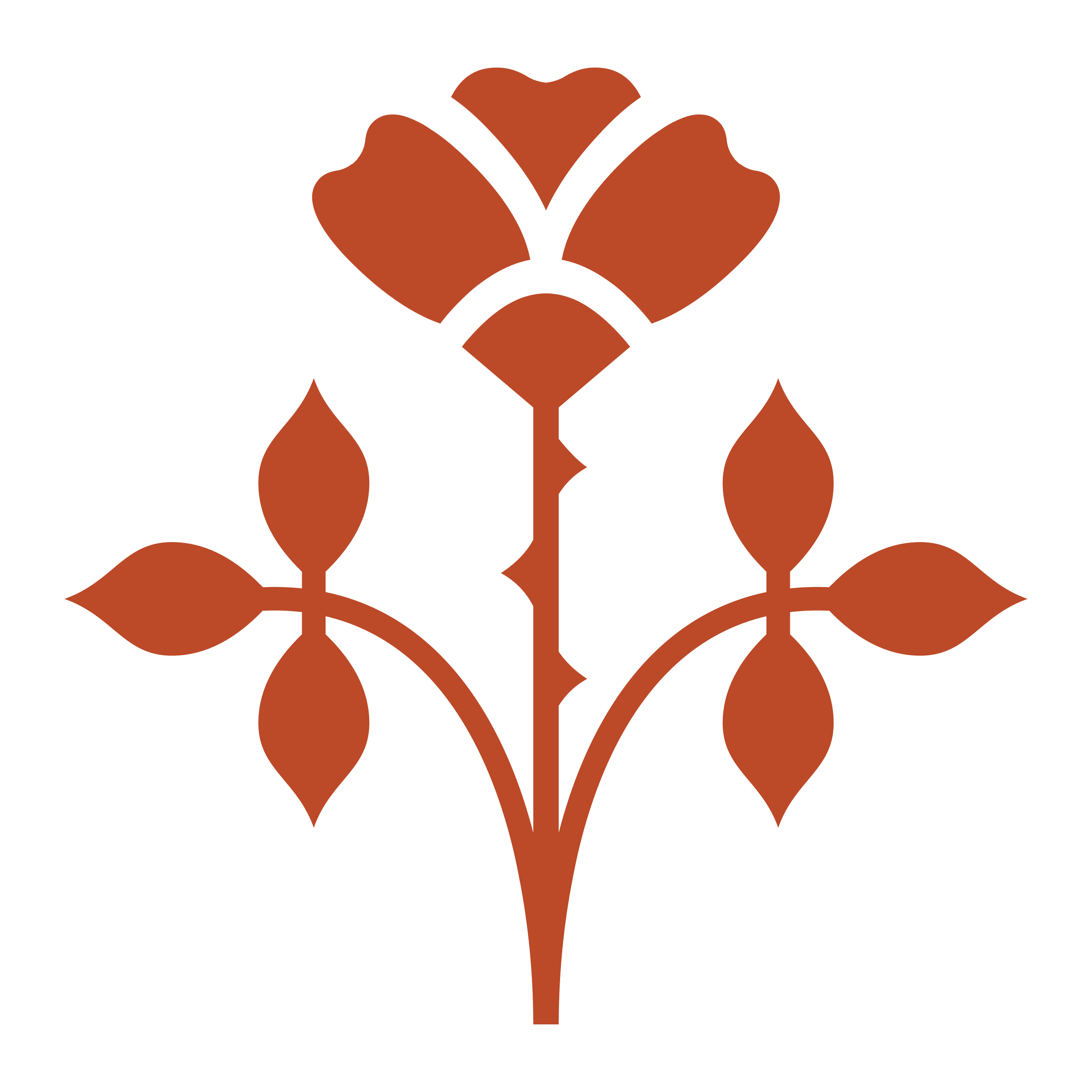 Stylized digital illustration of a flower with brown petals and stem, set against a transparent background.