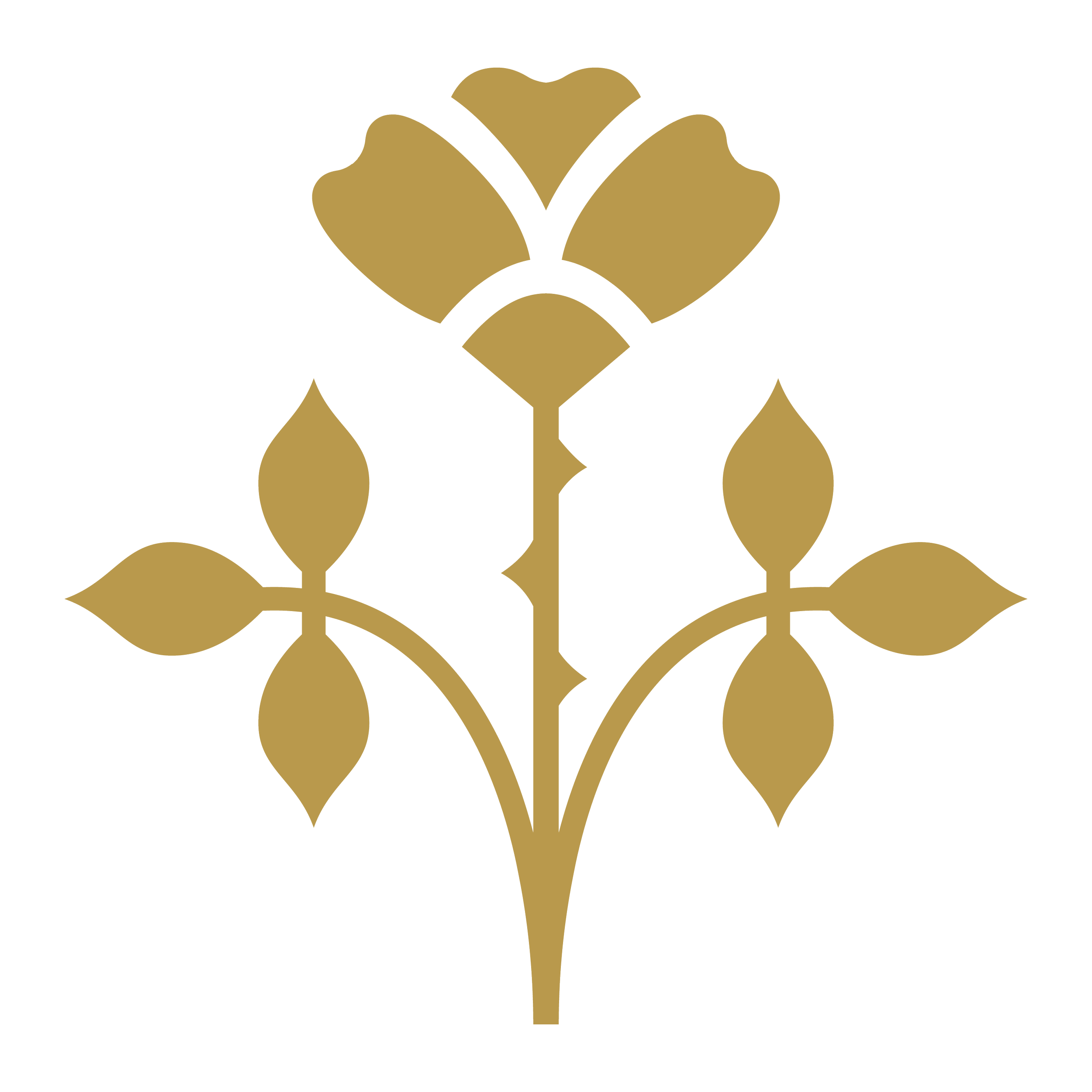 Gold and black stylized abstract floral pattern.