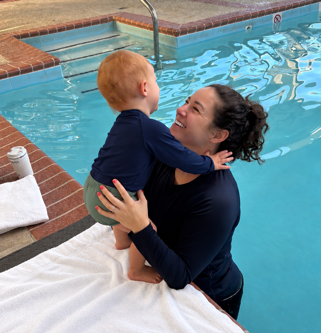 Private ISR survival swim lesson for a young child with Lowcountry Survival Swim in the South Carolina Lowcountry.