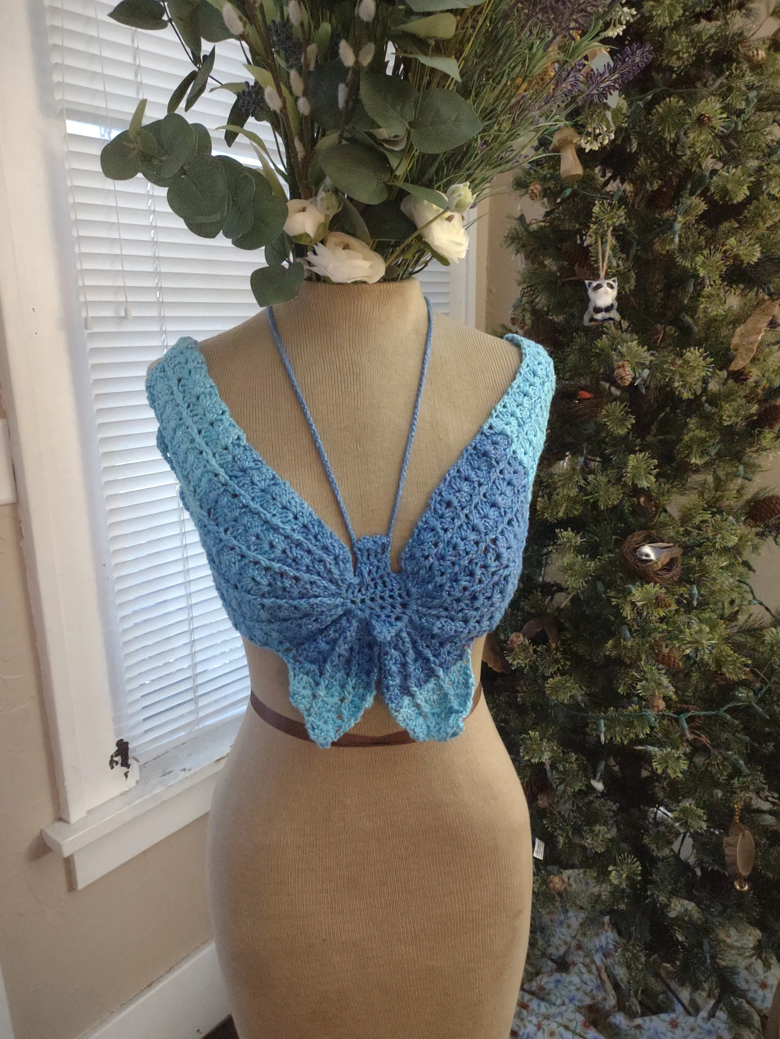 Butterfly bralette that I crocheted when I was a vendor at Hippie Fest.
