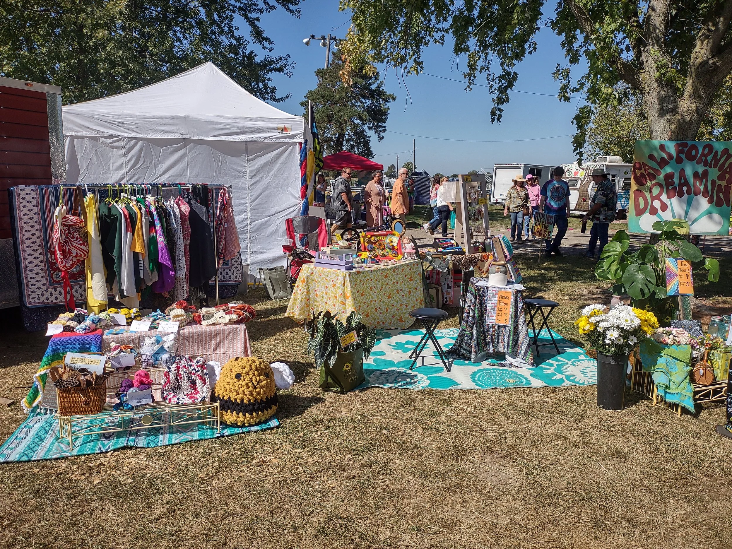 Our booth for September 2023. We were blessed with gorgeous weather to not need a canopy!