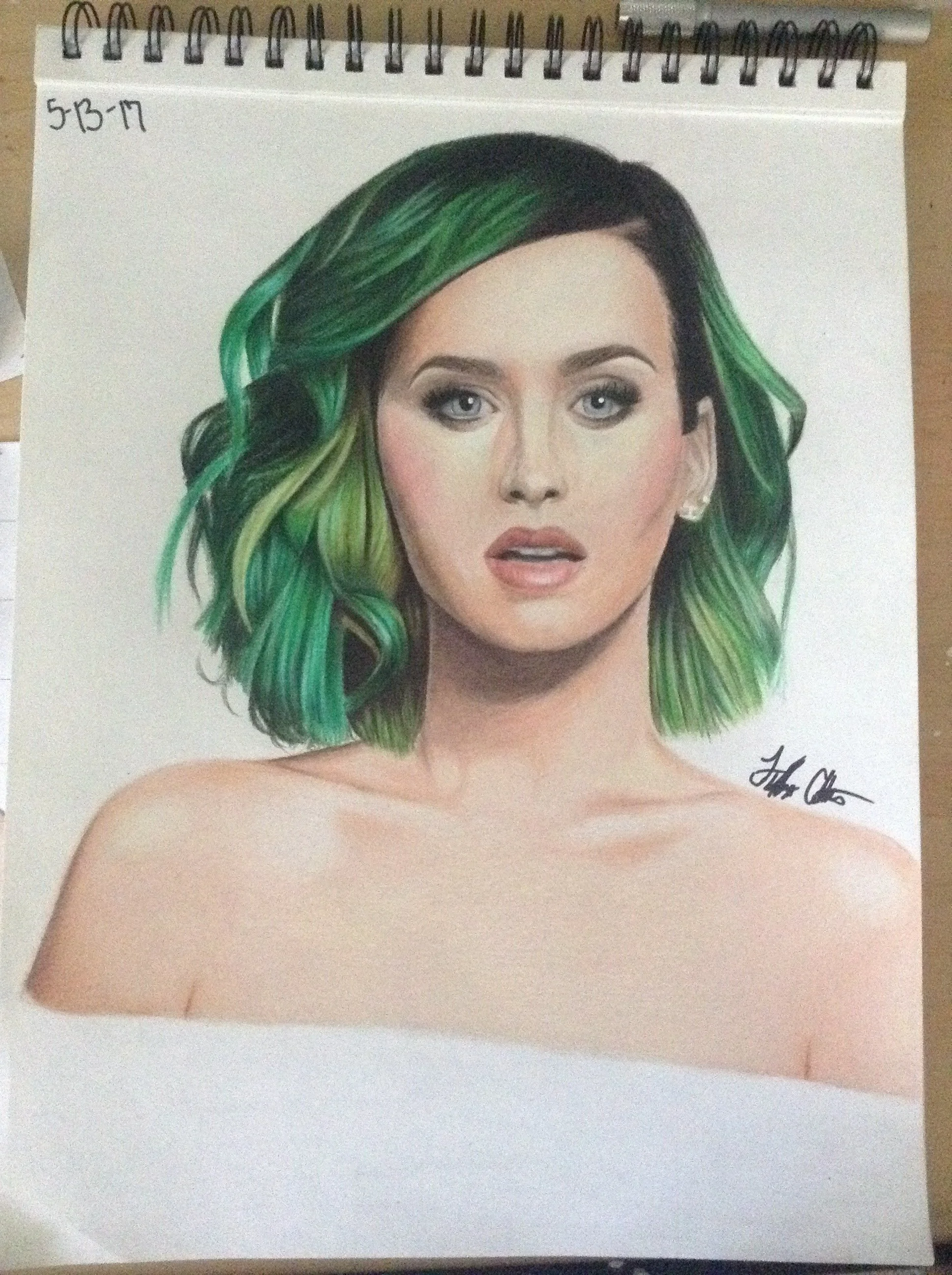 Katy Perry Portrait - 11.5" x 17" with wax and oil based colored pencils