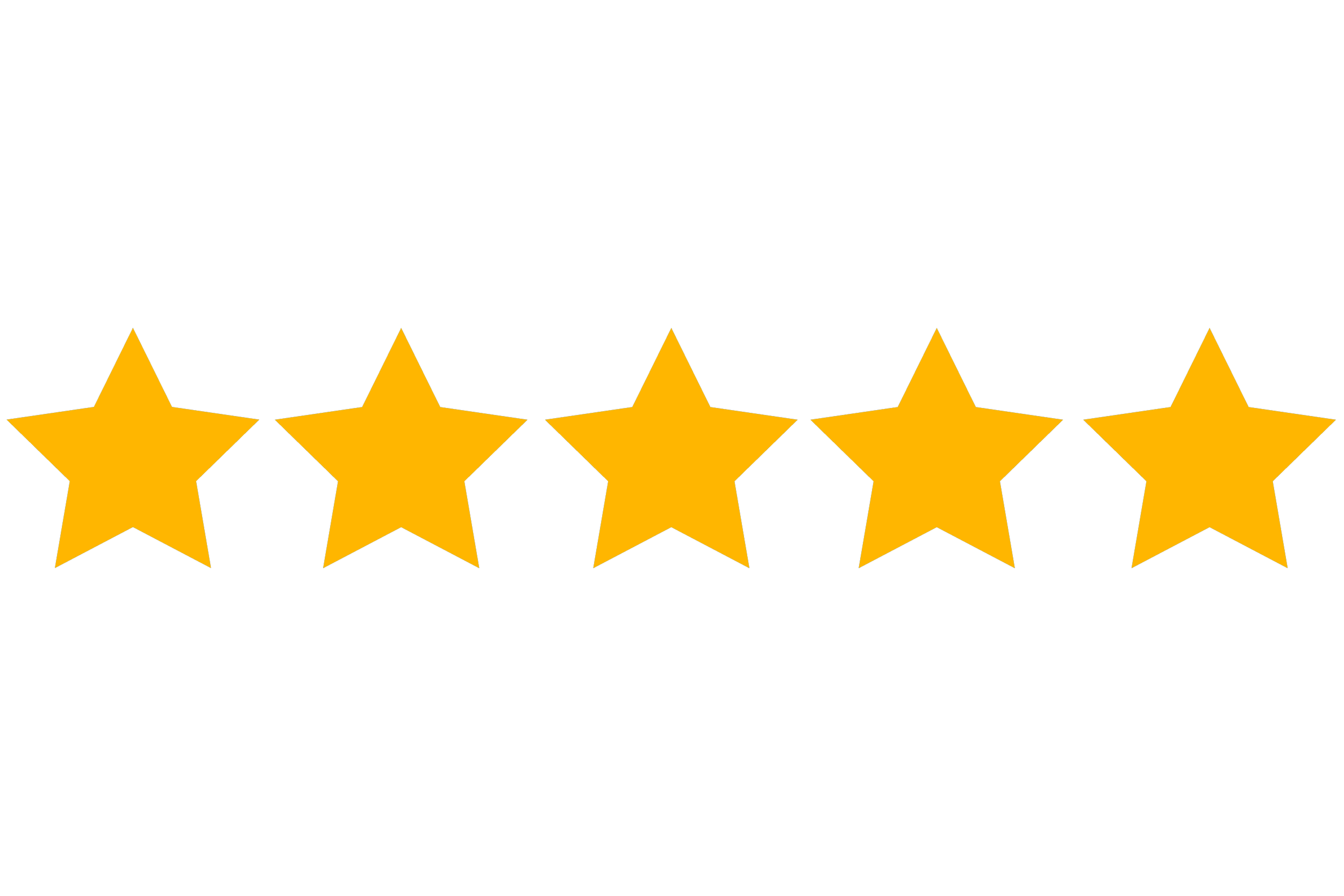 Five gold stars given as a customer review