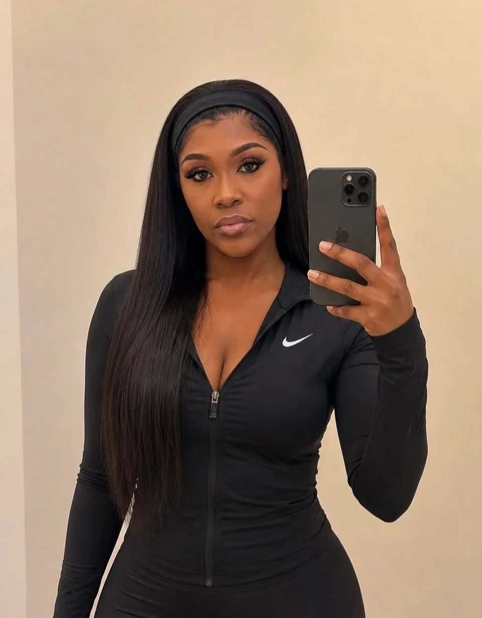 Midnight Silk Straight 26" Headband Wig
