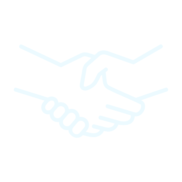 Outline of two hands shaking.