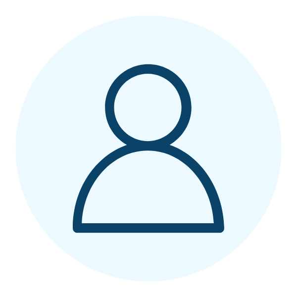Simple avatar icon of a person with a circular head and rounded shoulders on a light background.