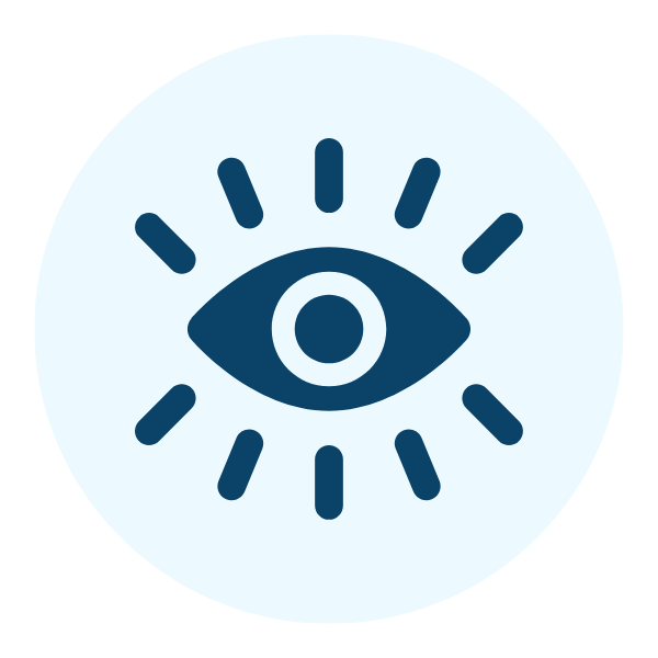 Icon of an eye with radiating lines, symbolizing vision or observation.