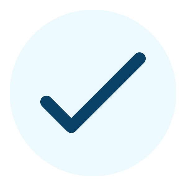 A checkmark symbol inside a circle, indicating completion or approval.
