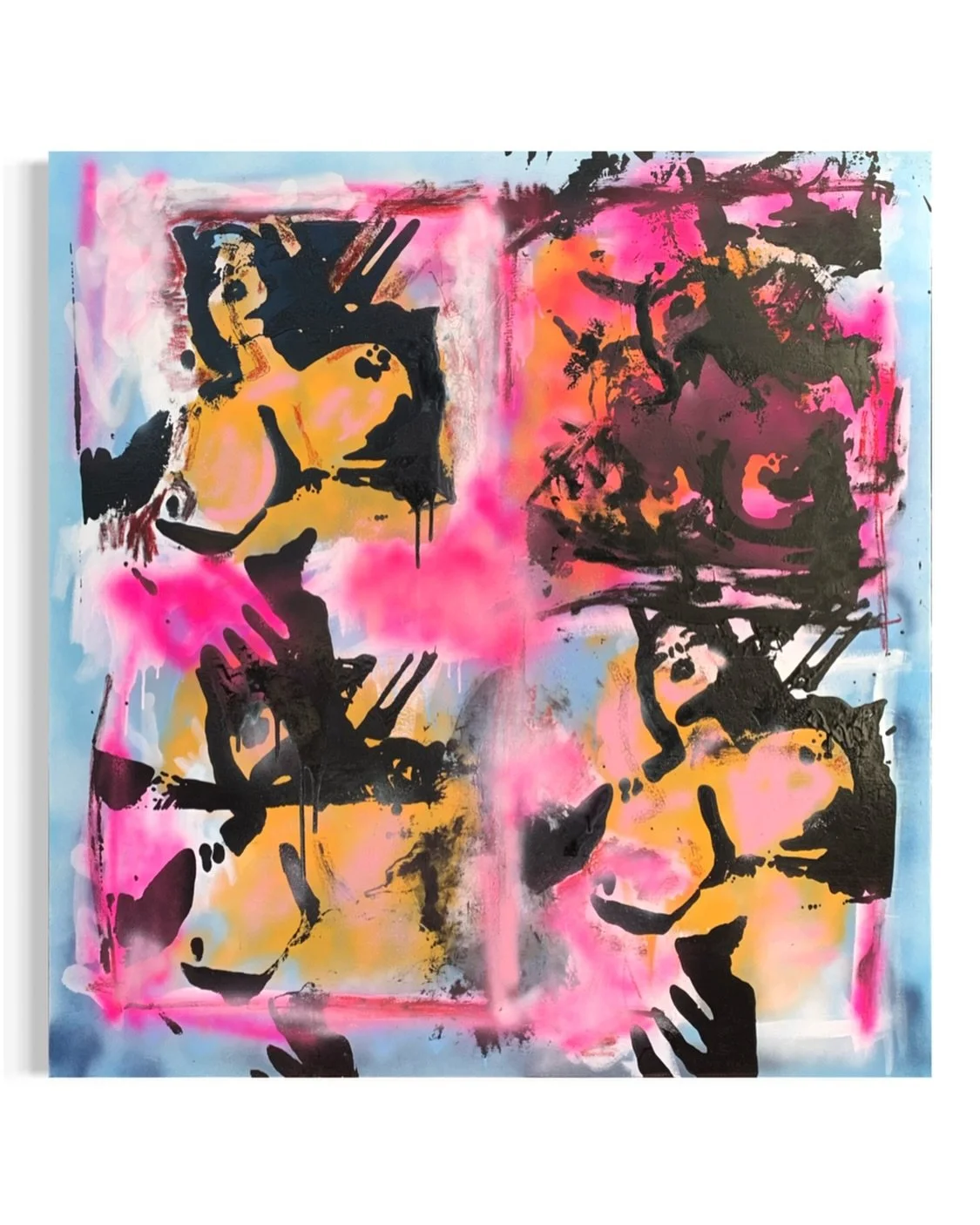 Medium:&nbsp;Acrylic, Spray Paint, Screen Print Ink and Pastel on&nbsp;Repurposed&nbsp;Reflective Roll-Up Vinyl
(US) Dimensions:&nbsp;55 in. X 55 in. X 1.5 in.&nbsp;&nbsp;
Dimensions:&nbsp;111.76&nbsp;cm X 111.76 cm X 3.81 cm

Custom Signature by Car