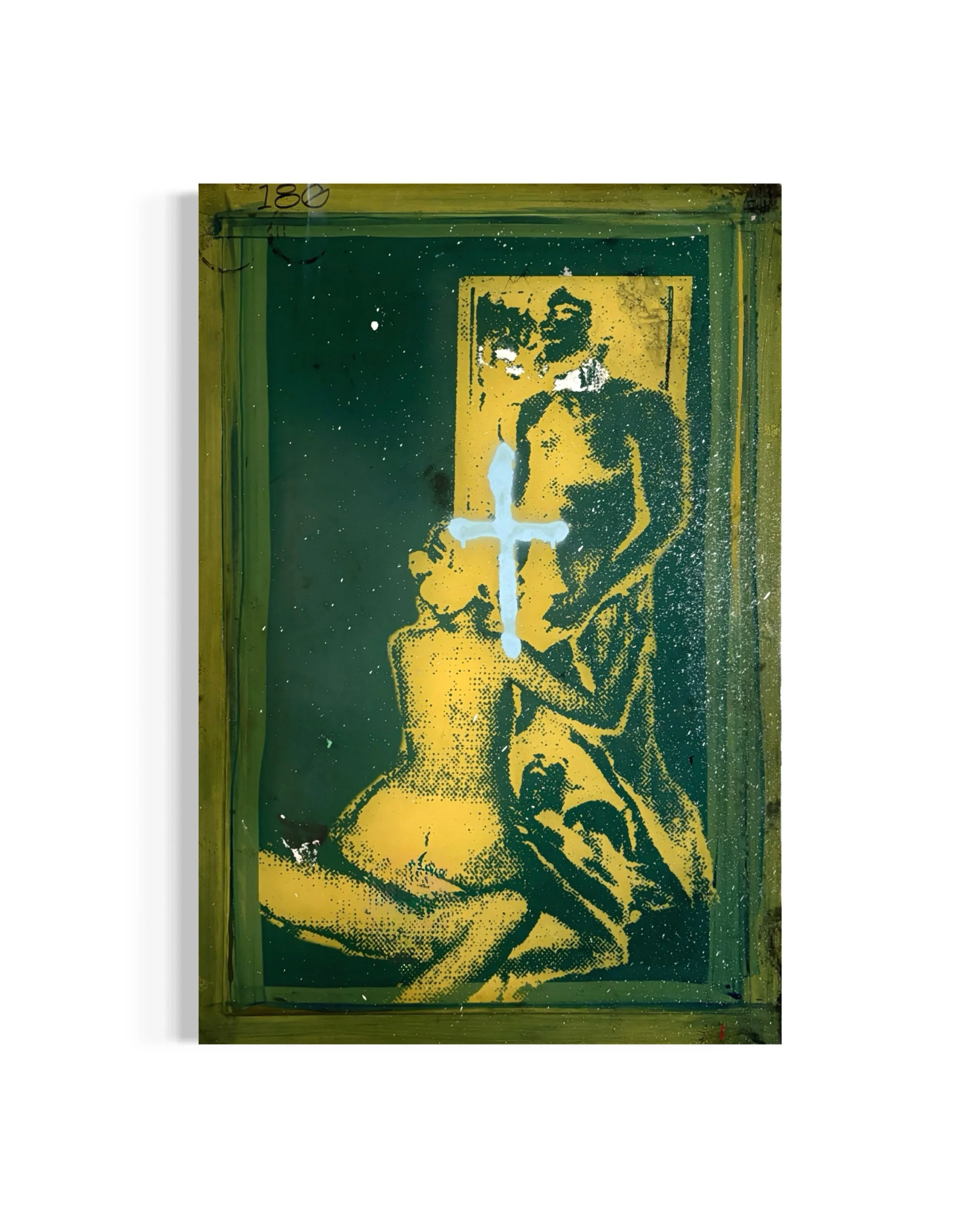 Decommissioned 3-way cross (censored)

Medium: Decommissioned Screen Print and Spray Paint

(US) Dimensions: 24 in. X 36 in. X 1.5 in.

A juxtaposition of religion and the reality of human sexuality.

#art #gallery