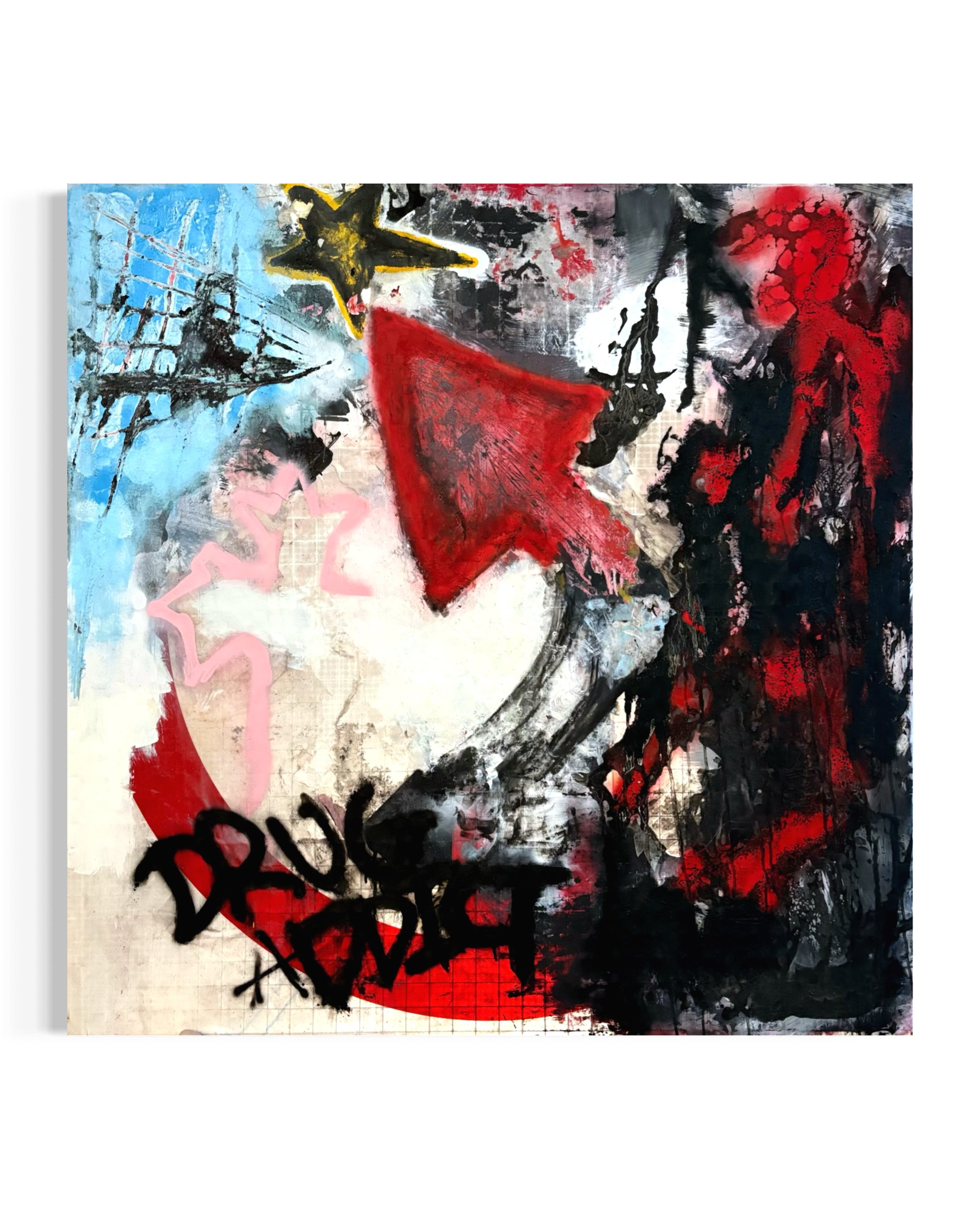 Drug Addict

Medium: Acrylic, Spray Paint, Pastel and Ink on Repurposed Reflective Roll-Up Vinyl

Dimensions: 44 in. X 44 in. X 1.5 in.

Drug Addict is a testament to true forgiveness, true empathy, and true religion. Although this piece is riddled w