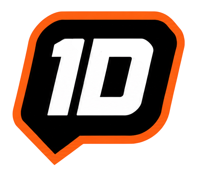 A logo with the number 10 inside a black and red speech bubble shape.