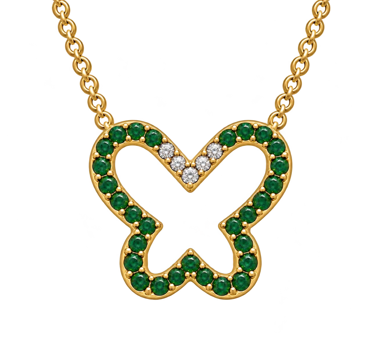 Emerald Cut-Out Butterfly Necklace