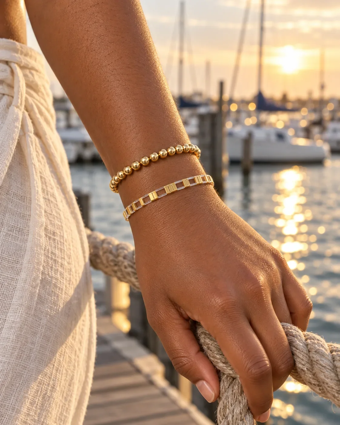 Marina Tila bead bracelet worn on wrist