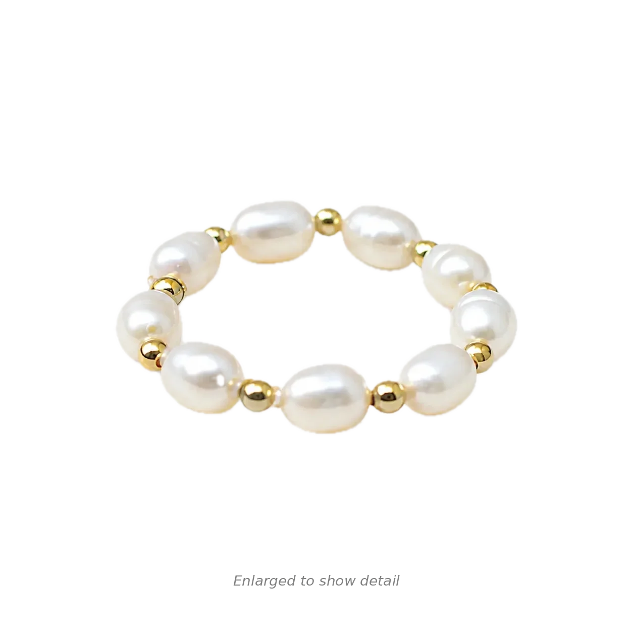 Freshwater Pearl and Gold Bead Stretch Ring
