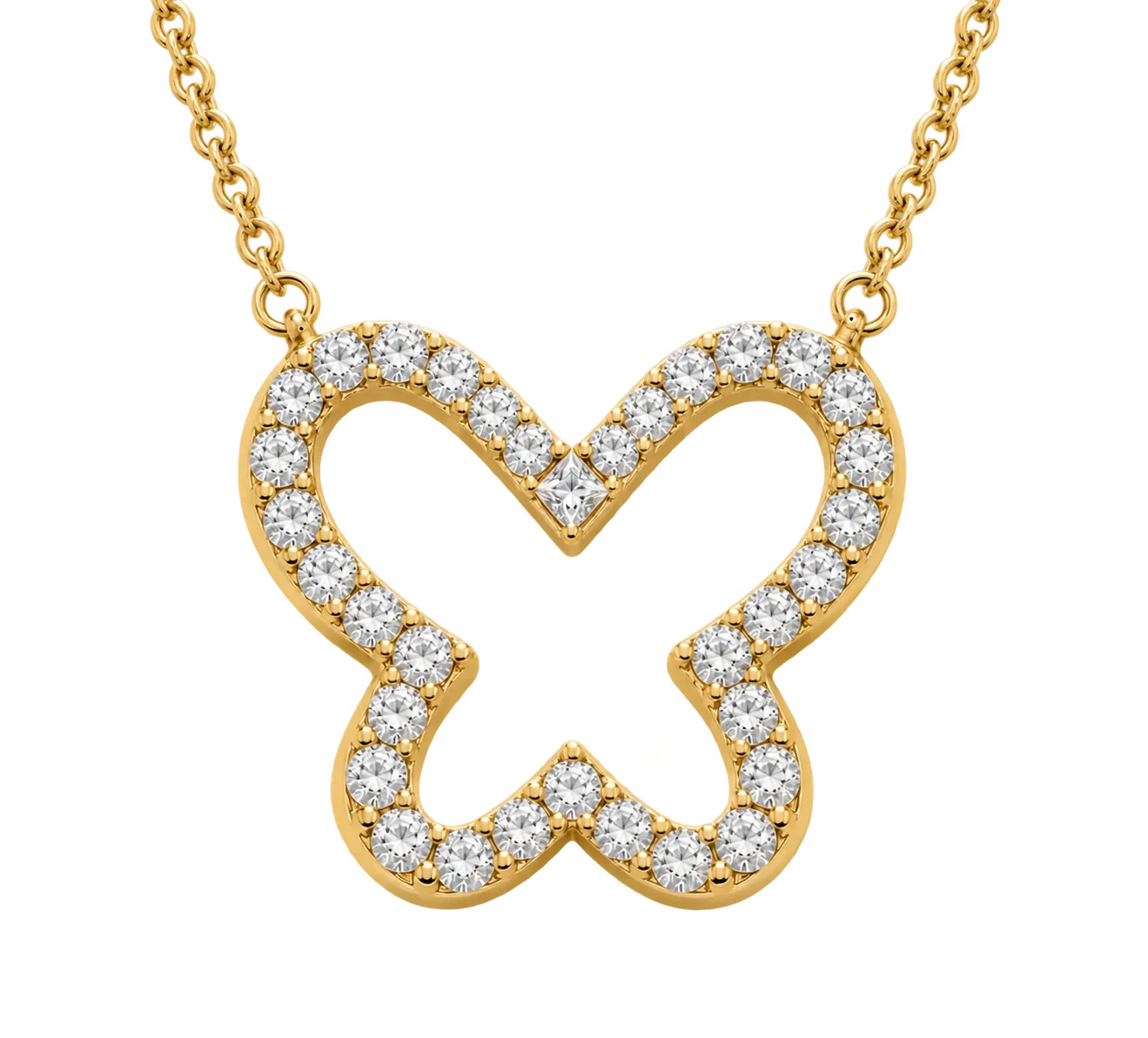 Yellow Gold Lab-Grown Diamond Cut-Out Butterfly Necklace