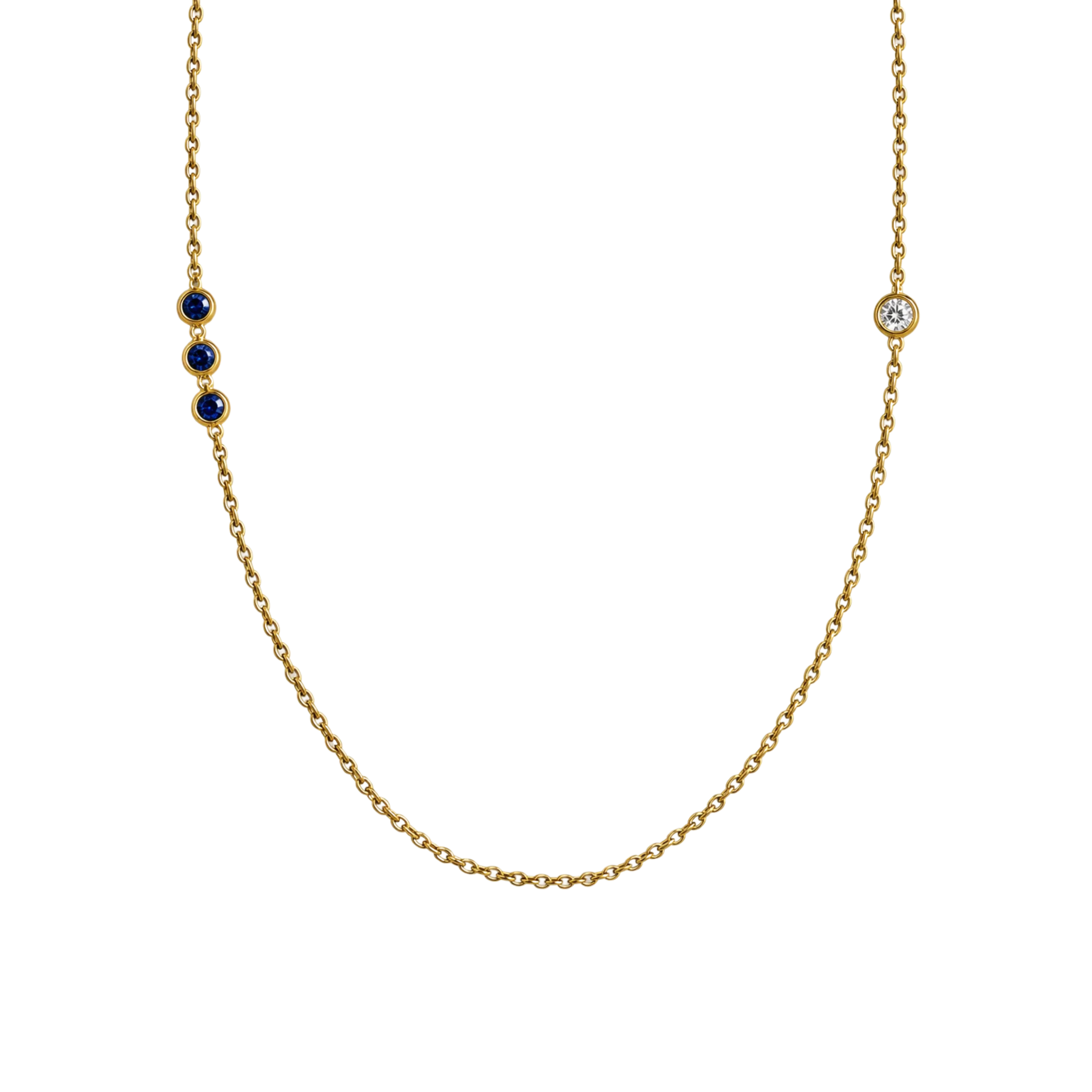 14K Yellow Gold Blue Sapphire Necklace