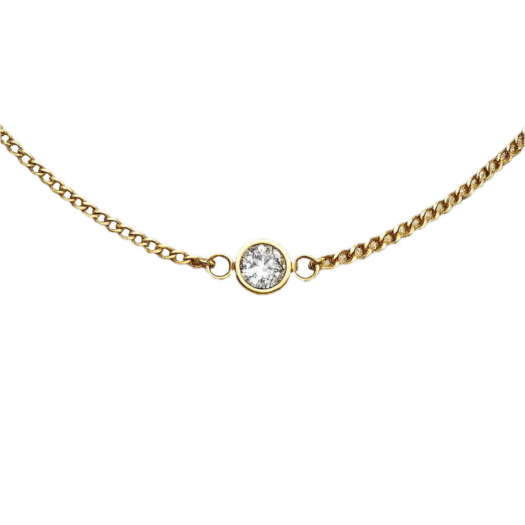 Gold Vermeil Crystal Solitaire Necklace
