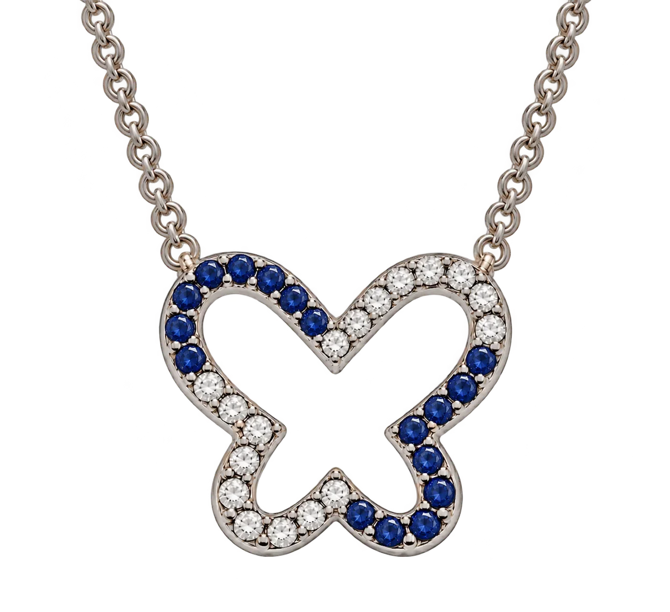 Blue Sapphire Cut-Out Butterfly Necklace