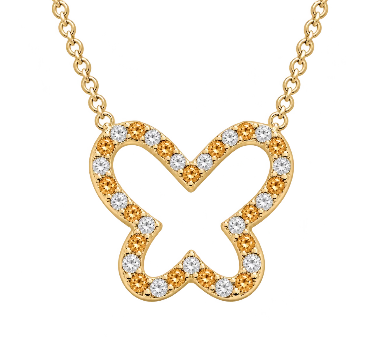 Citrine Cut-Out Butterfly Necklace