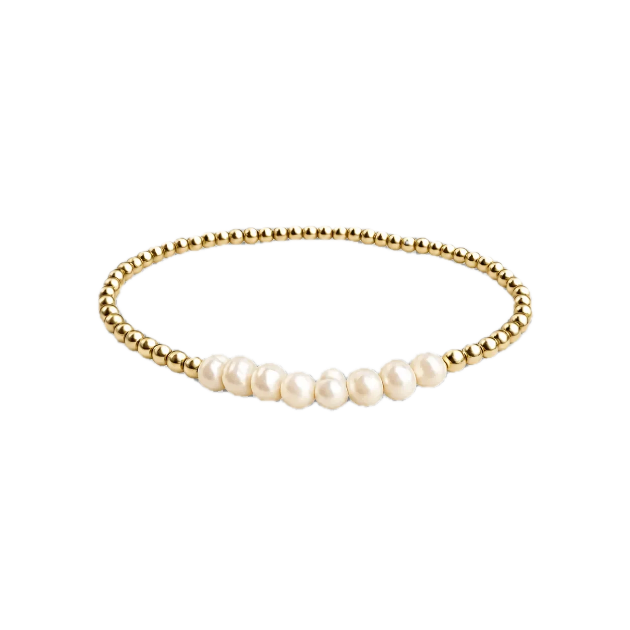 Freshwater Pearl and Gold Bead Bar Bracelet