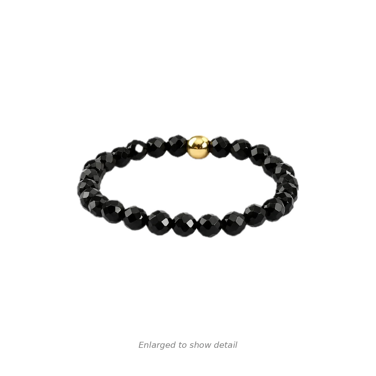 Natural Faceted Black Agate Bead Stretch Ring