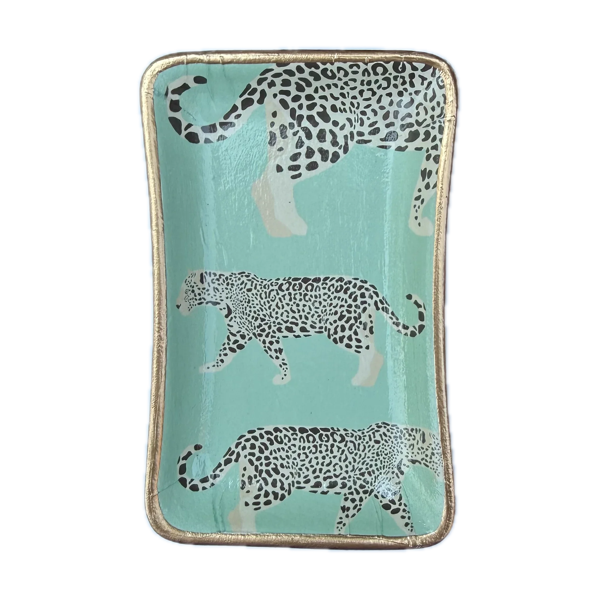 Green Leopard Ceramic Jewelry Tray