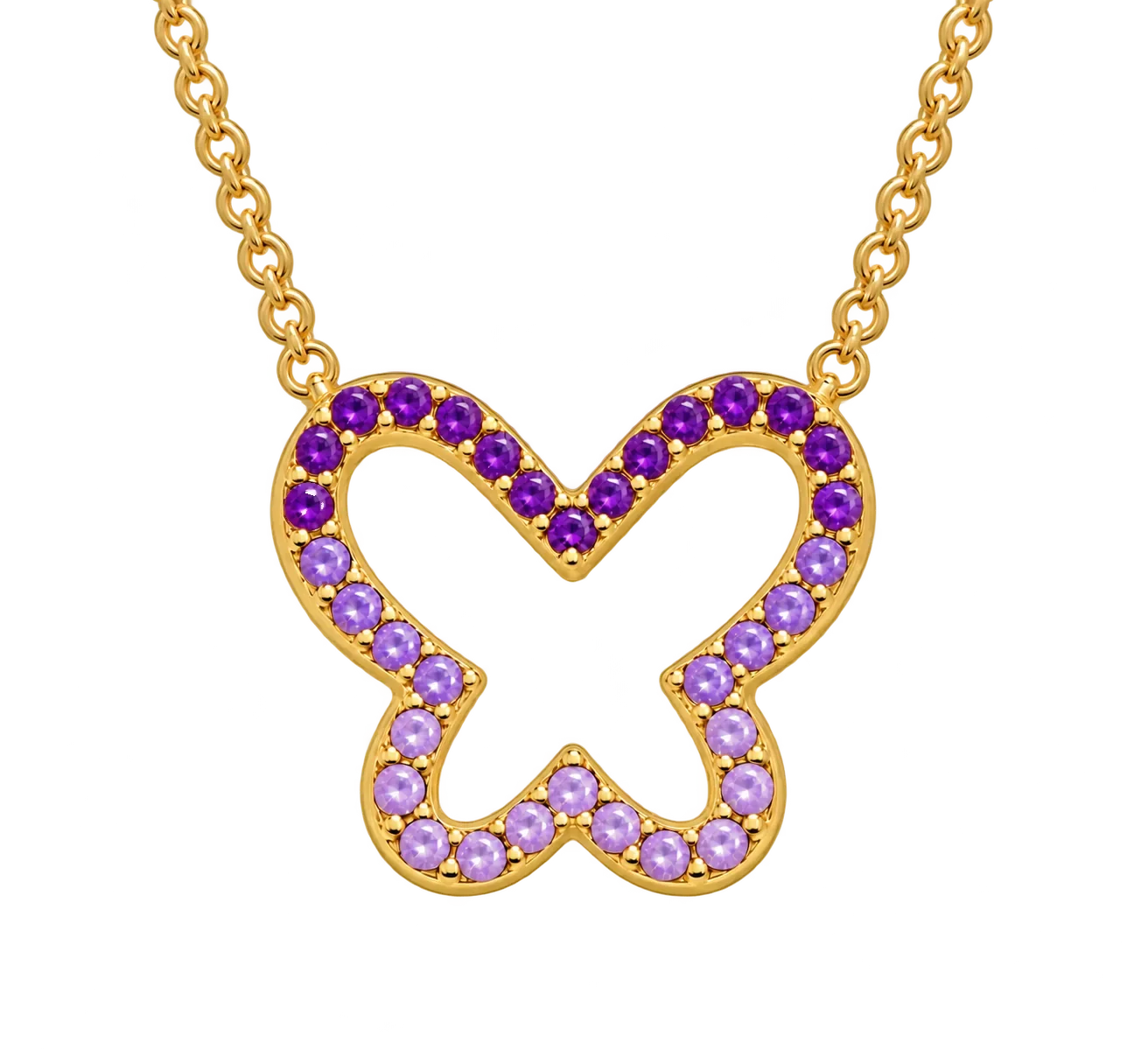 Amethyst Ombré Cut-Out Butterfly Necklace