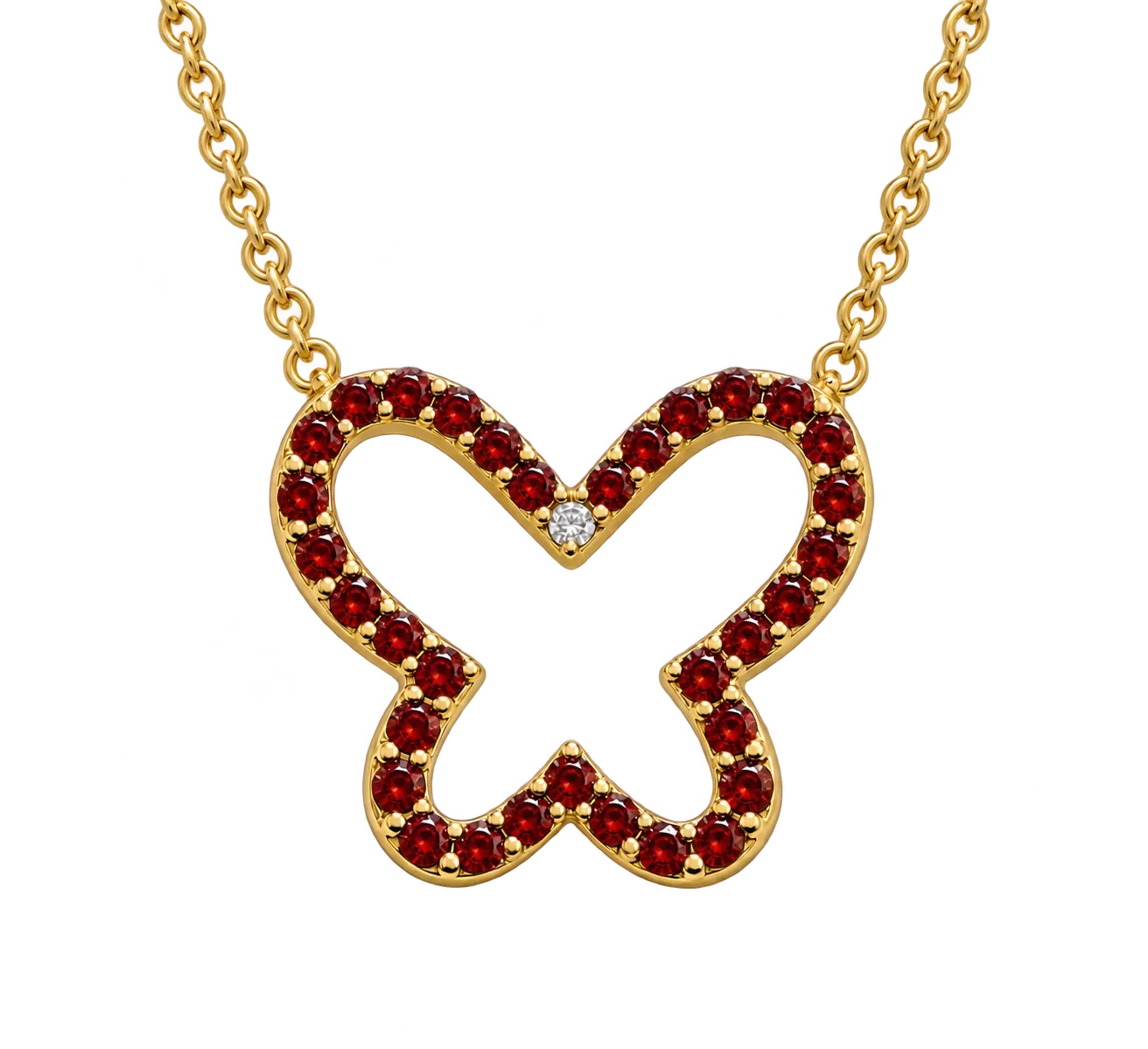 Garnet Cut-Out Butterfly Necklace