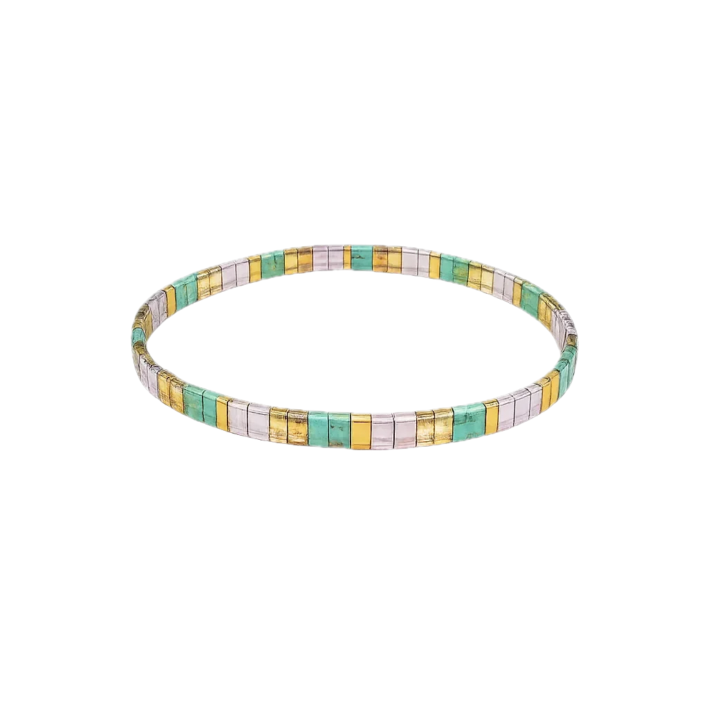 Miyuki Glass Tila Bead Bracelet - Sea and Sand