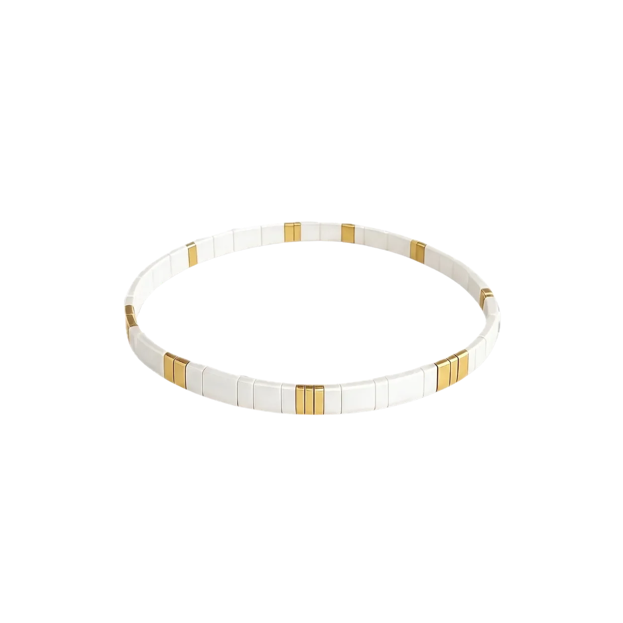 Miyuki Glass Tila Bead Bracelet - White Sand