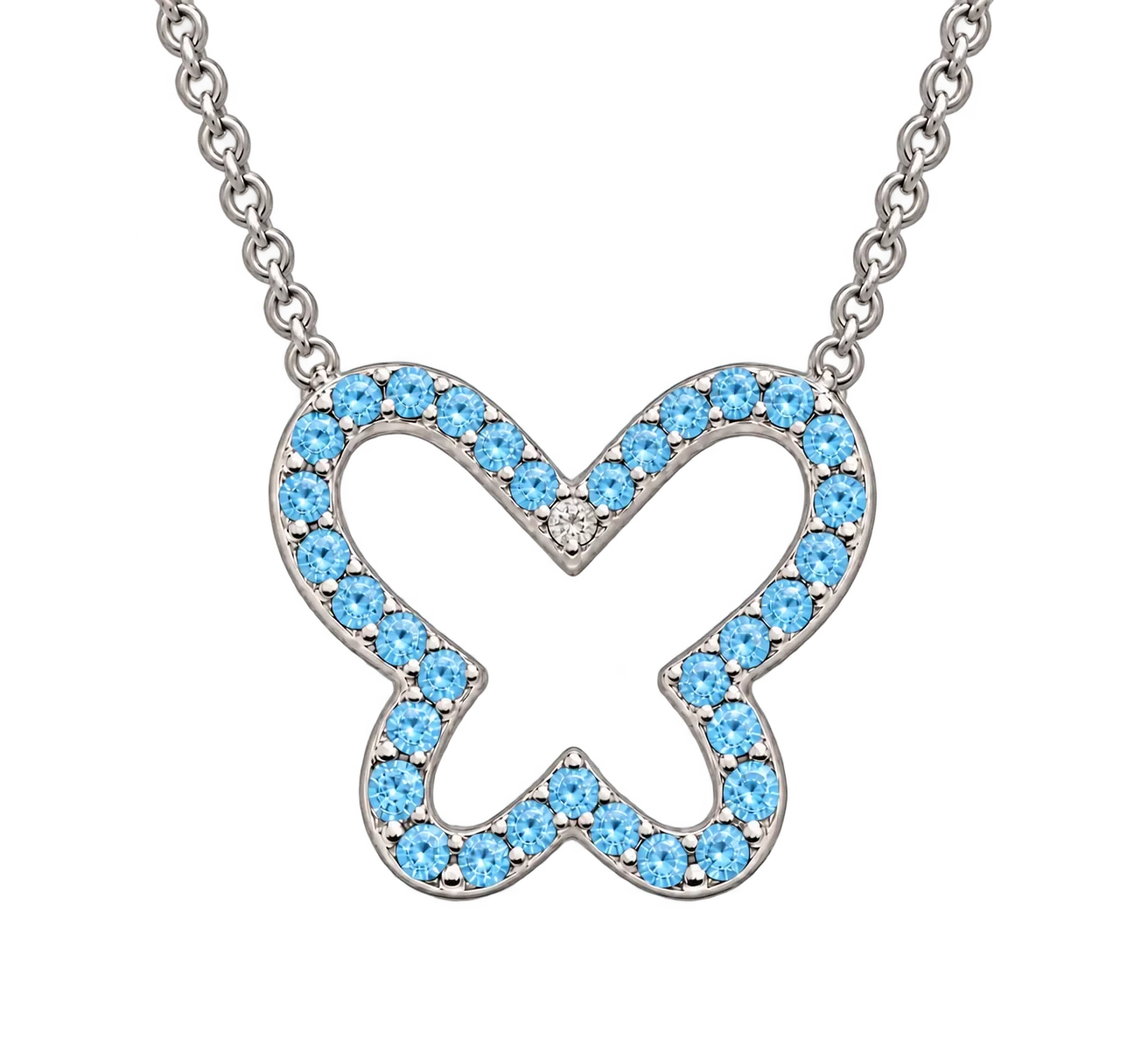 Swiss Blue Topaz Cut-Out Butterfly Necklace