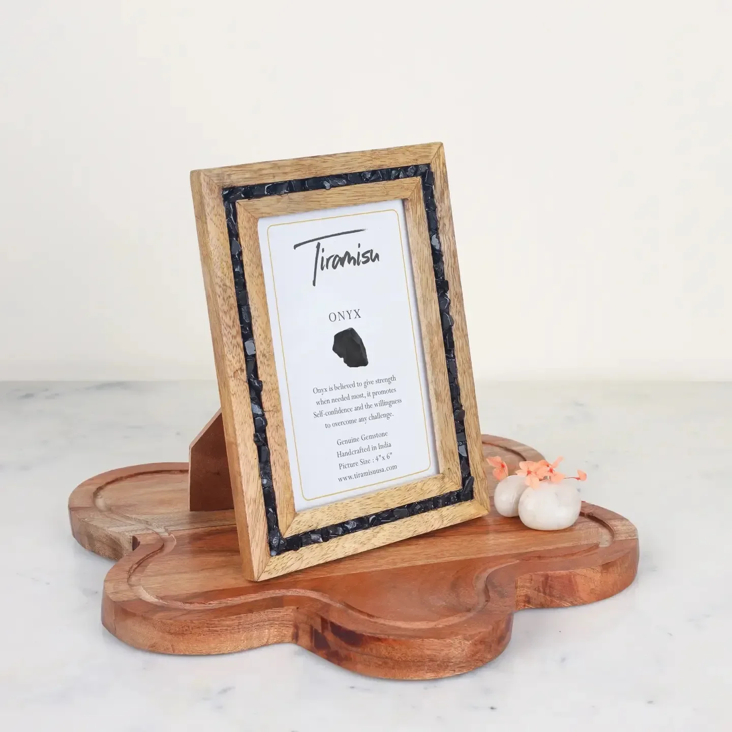 Sunset Crest black onyx picture frame styled with photo