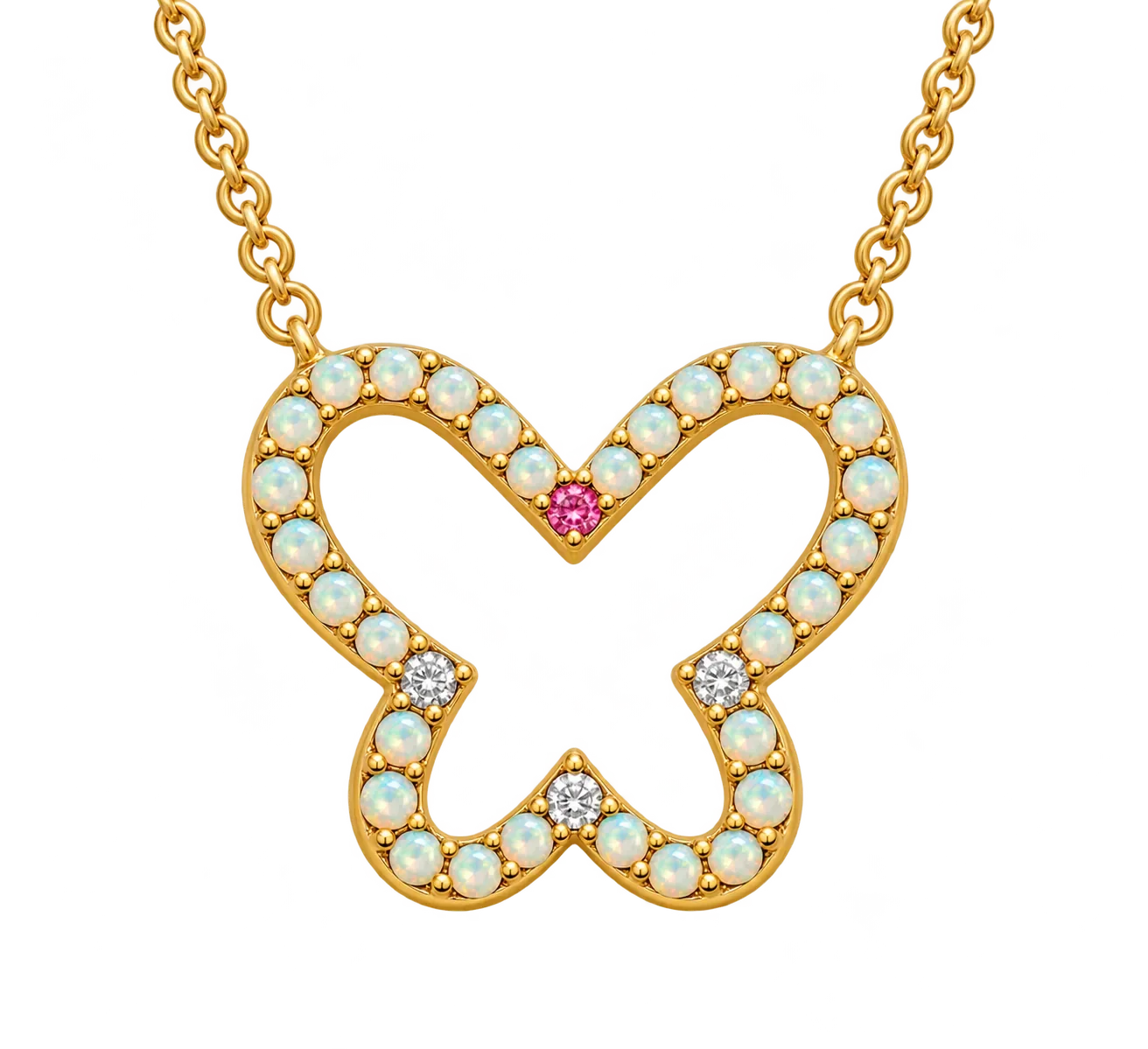 Opal Cut-Out Butterfly Necklace
